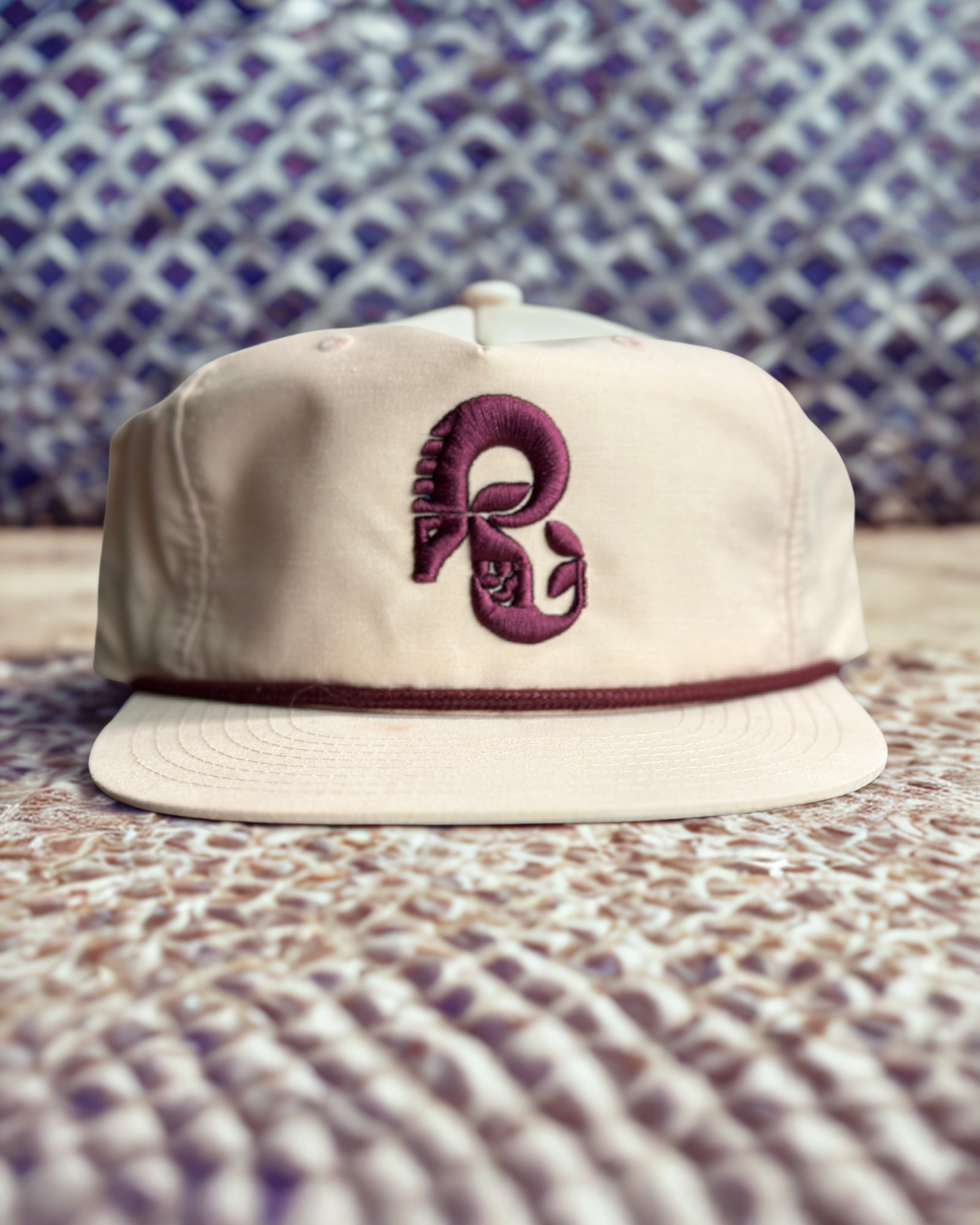 Raynandole Visionary Snapback – Pale Peach / Maroon Edition